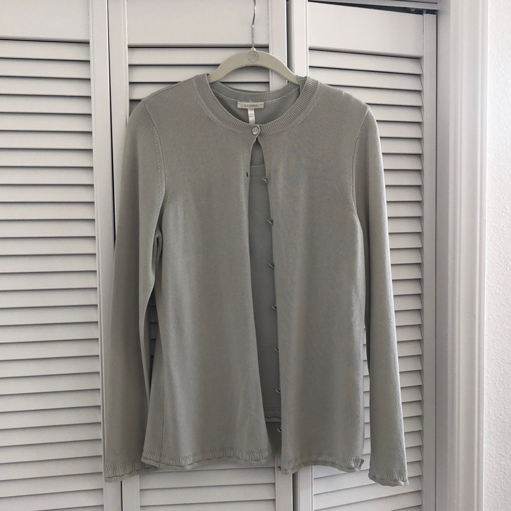 Escada sweater set in European size 36. Light slate color